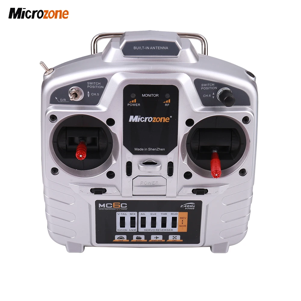 MicroZone-transmisor de control remoto MC6C, 2,4G, 6 canales, S-FHSS, FSK, sistema de Radio y receptor de se&ntilde;al SBUS para Airplan de ala fija-1