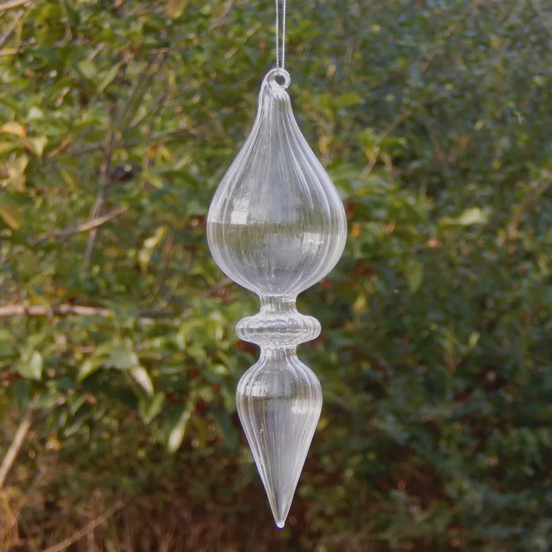 

Transparent striped glass long pendant ornaments Christmas gifts