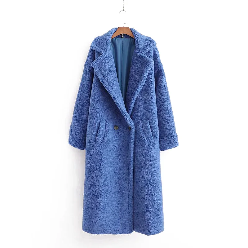 

new women's five European and American wind color long imitation fur coat lamb fur coat