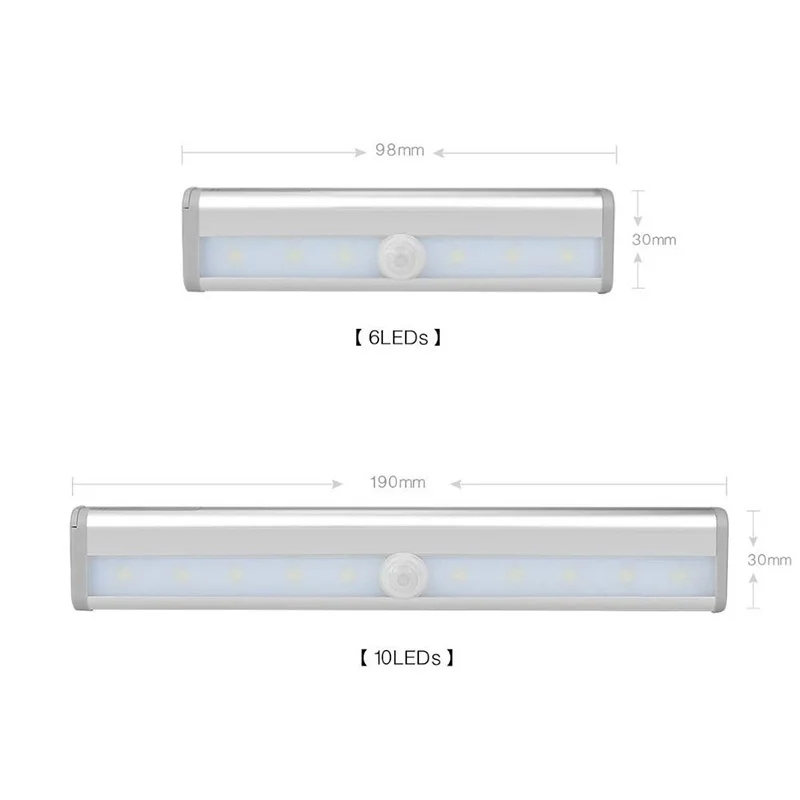 

Motion Sensor Night Light Potable 6/ 10 LED Closet Lights Battery Powered Wireless Cabinet IR Infrared Motion Detector Wall Lamp