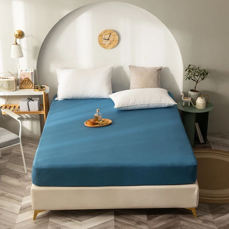 

Waterproof Fitted Sheet Solid Mattress Cover 1pc Elastic Rubber Sheet Modern Bedclothes Fitted Sheet Modern Bedspraed 150*200cm