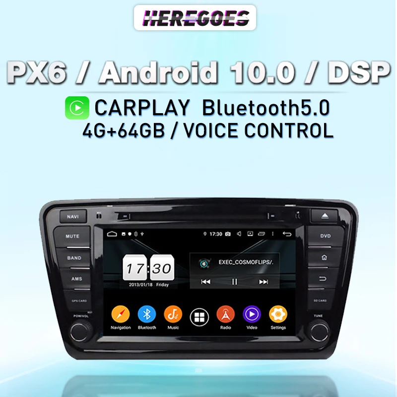 Карплей 8 PX6 DSP 8-ядерный Android 10.0 DVD-плеер для автомобиля Авторадио 4G LTE Навигация GPS Стерео Радио для Skoda Octavia 2014-2019 на.