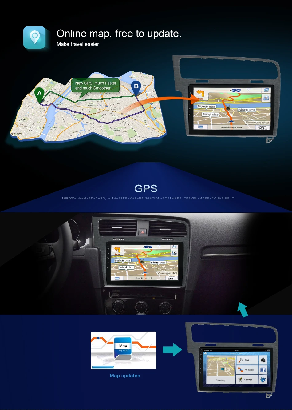 Автомобильный мультимедийный DVD плеер Bosion 10 1 дюйма Android GPS для Volkswagen Golf 7 2013 2014 2015