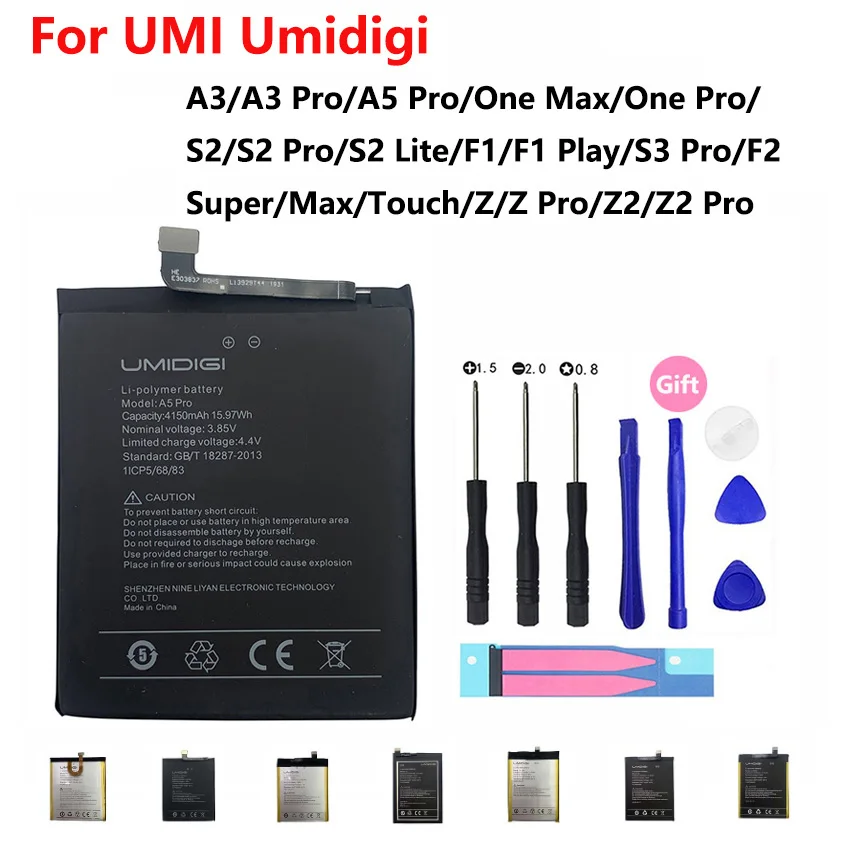 

For UMI Umidigi Battery A1 A3 A5 One S2 F1 Play F2 S3 Super Touch Z Z2 Pro Max Lite Phone High Quality Replacement Batteria