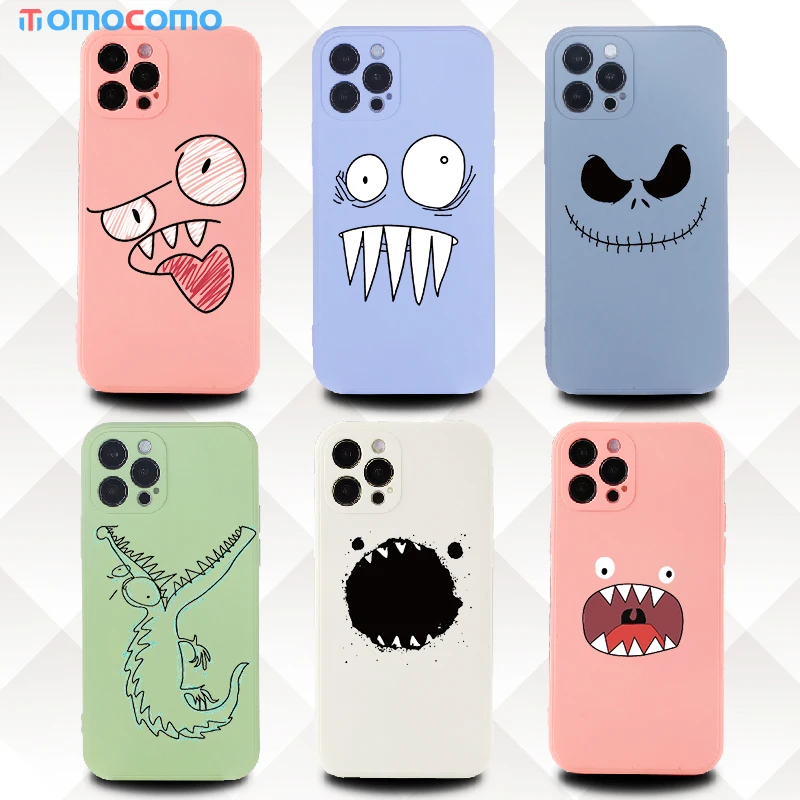 

Candy Anime Funny Expression Phone Case For Apple iPhone 11 12 Pro Max Mini XS XR X 7 8P Shockproof Colorful Phone Cover Funda