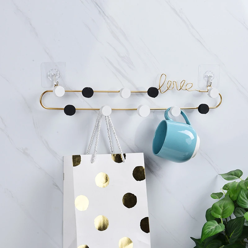 

Nordic Wrought Iron Letter Hook Creative Minimalist Living Room Bedroom LOVE HOME Wall Decoration Key Coat Hat Metal Row Hooks