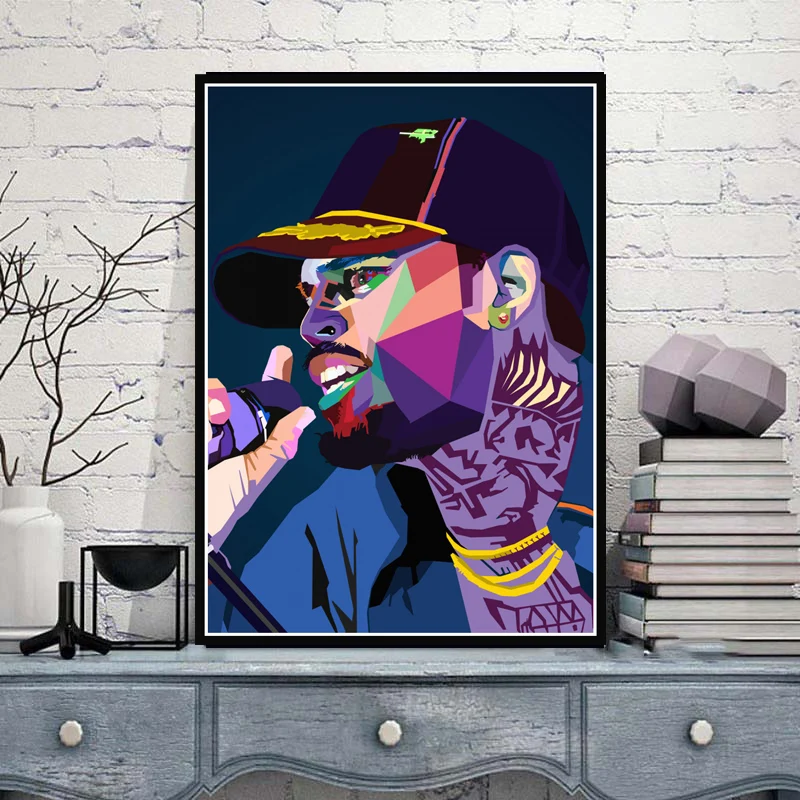 

Chris Brown Artwork Oil Painting Canvas Rapper Hip Hop Music Singer Star Poster Prints Art Wall Pictures Living Room Home Decor