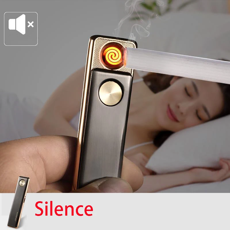 Электронная зажигалка Jobon с USB-зарядкой металлическая тонкая ультратонкая