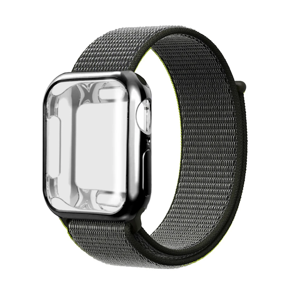 Нейлоновый ремешок+ чехол для Apple watch series 5/4/3/2/1, 42 мм, 38 мм, версия в едином положении во время занятий легкой атлетикой, ремешок для iwatch 40 мм 44 спортивный браслет