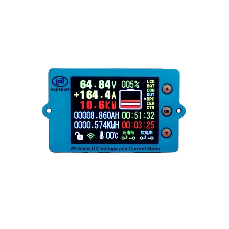 

VAC8610F 500V 300A Ammeter Temperature Capacity Coulometer Wireless DC Voltmeter with 2.4" Color Screen