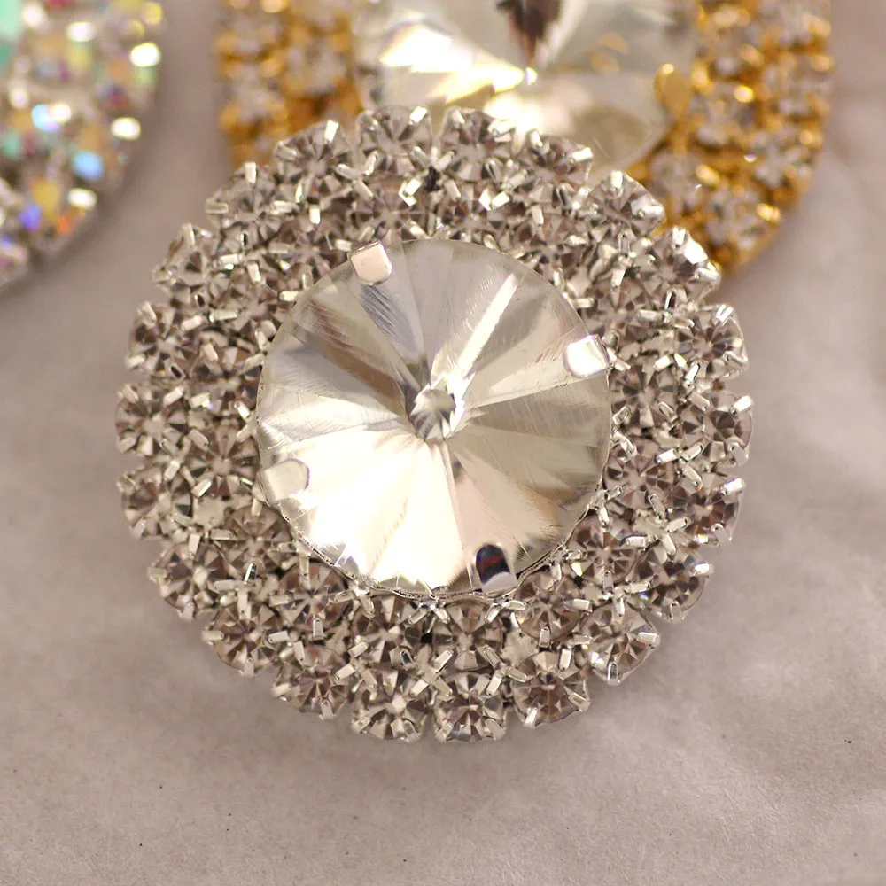 1 шт. круглые стразы AB с кристаллами пуговицы серебро или золото для рукоделия