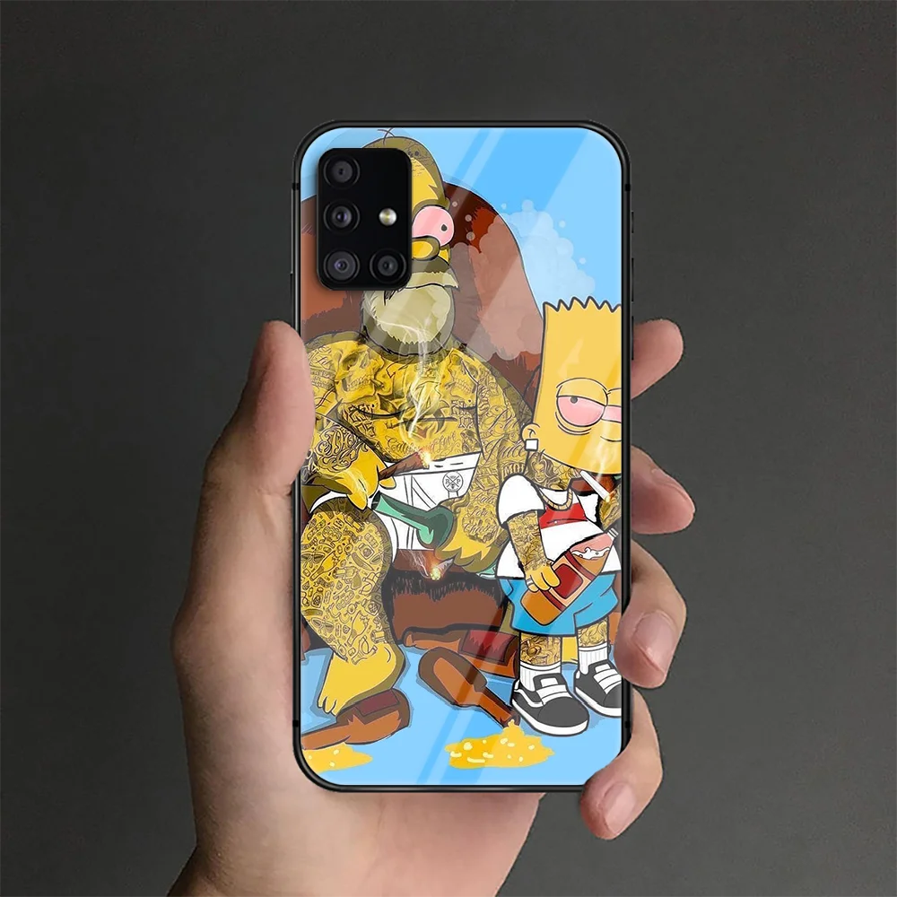 

Homer J Simpson Phone Tempered Glass Case Cover For Samsung Galaxy S Note 5 6 9 10 10E 20 21 FE Plus Uitra Shell Hot Tpu Bumper