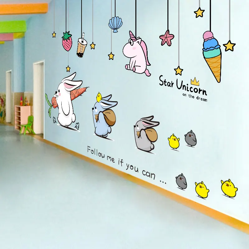 

Rabbits Animals Wall Sticker Vinyl DIY Cartoon Stars Hangings Wall Decals for Kids Bedroom Baby Room Nursery Home Decoration