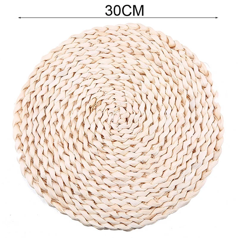 30cm Кукурузный мех Плетеный обеденный стол коврик теплоизоляция горшок держатель круглые подставки кофе напиток чай чашка стол подставки Подставка под кружку - Цвет: 30cm