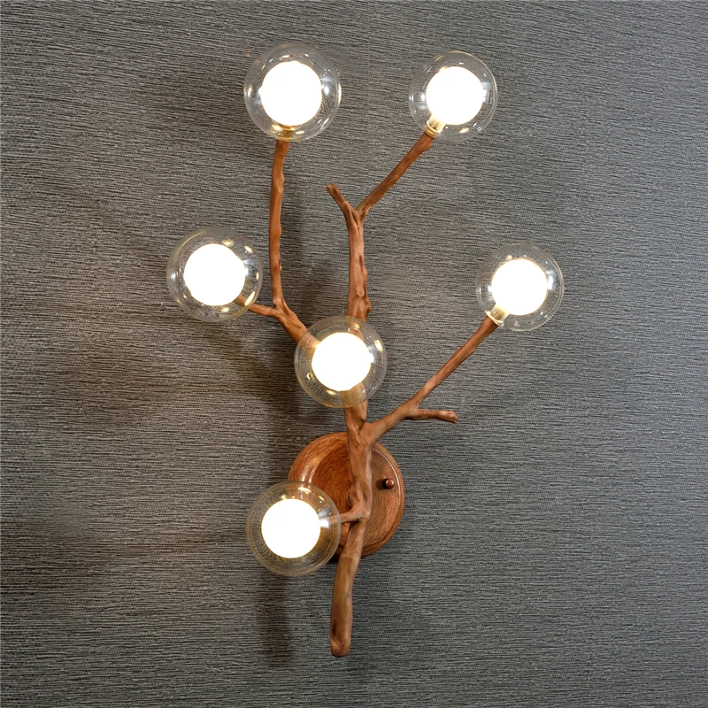 

Creative Tree Branch Simple Wall Lamp Living Room Home Decor Glass Ball Wall Light Fixtures Bedroom Bathroom Bedside Wall Sconce