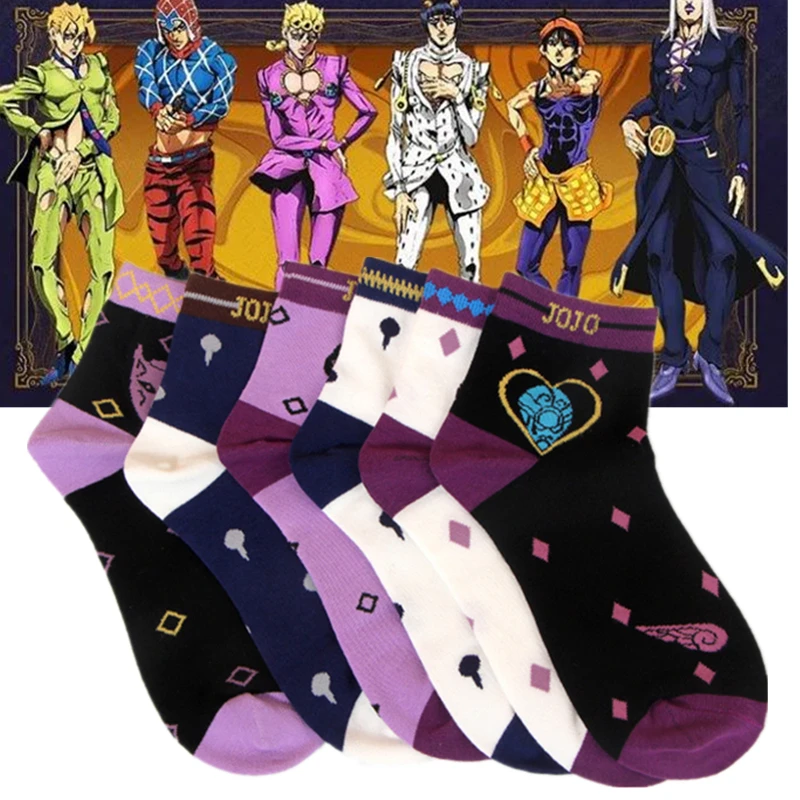 Anime JoJo's Bizarre Adventure Bruno Bucciarati Kira Yoshikage Socks Embroider Cartoon Ankle Creative Sock | Тематическая