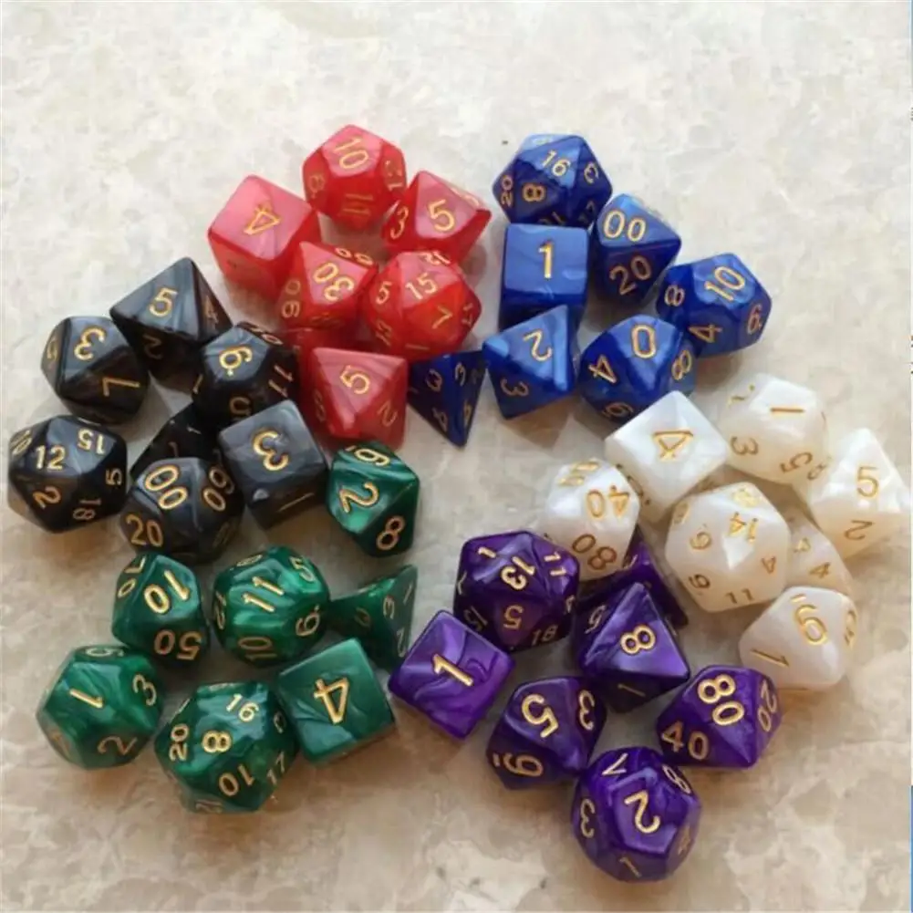 7 шт./компл. смолы кости с цифрами Мрамор Стиль Золотой многогранные RPG D & игры в