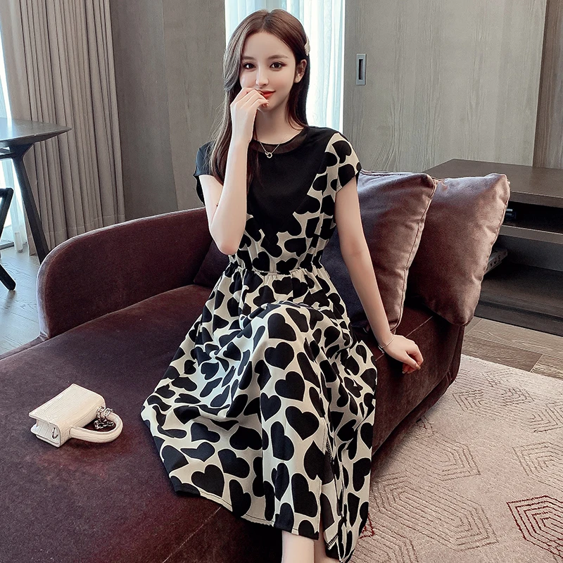 

COIGARSAM 3XL Plus Size Fashion Patchwork Women dress New High Waist Long Dresses 5889