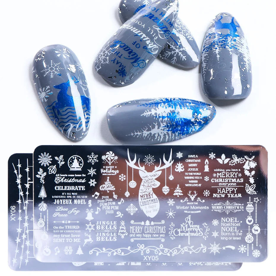 1 шт. рождественские пластины для штамповки ногтей снежинки буквы листья дизайн