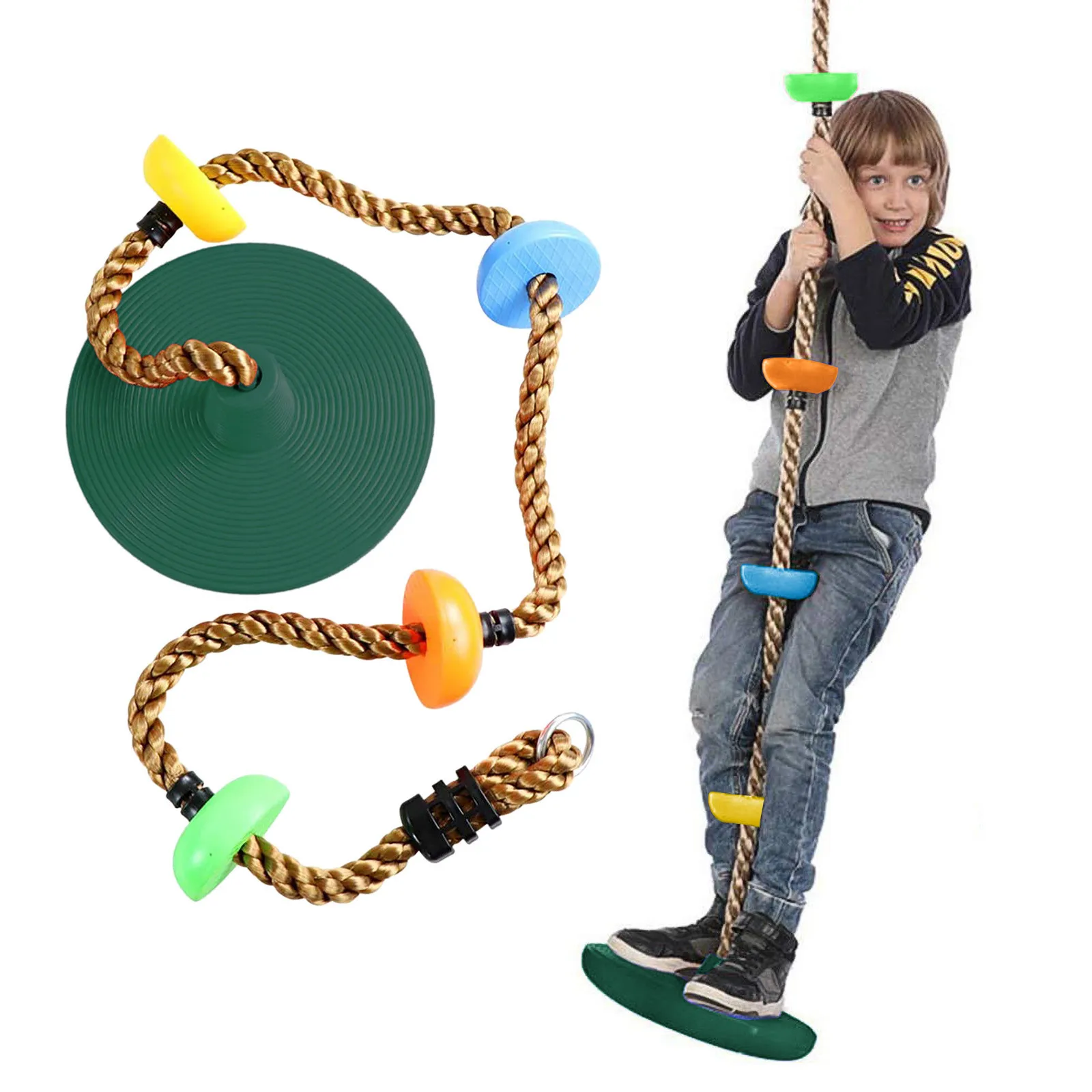 12'' Climbing Rope With Platform &amp Disc Tree Swing Seat Set Fun For Kids Outdoor Playground Hanging Play Entertainment Activity |
