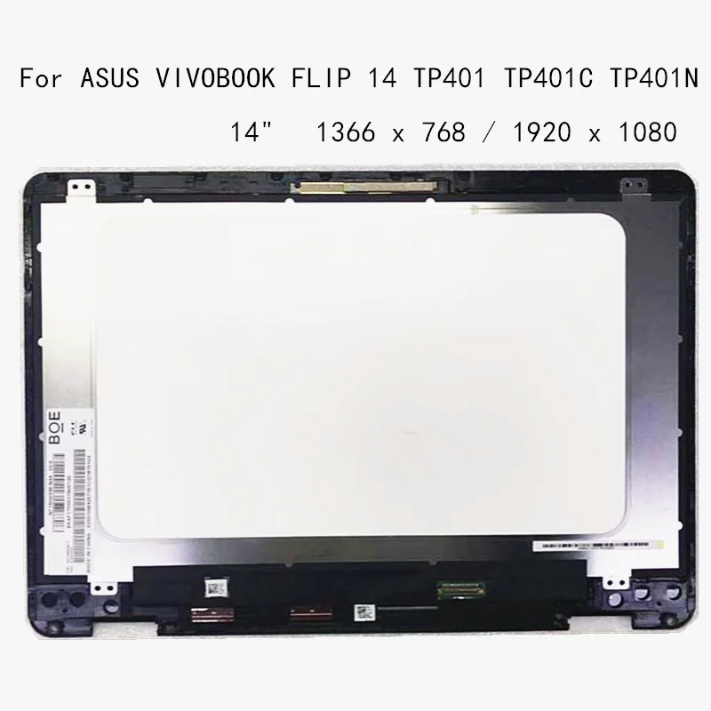 

14" Laptop For ASUS VIVOBOOK FLIP 14 TP401 TP401C TP401N LCD TOUCH Screen with frame assembly digitizer panel replacement