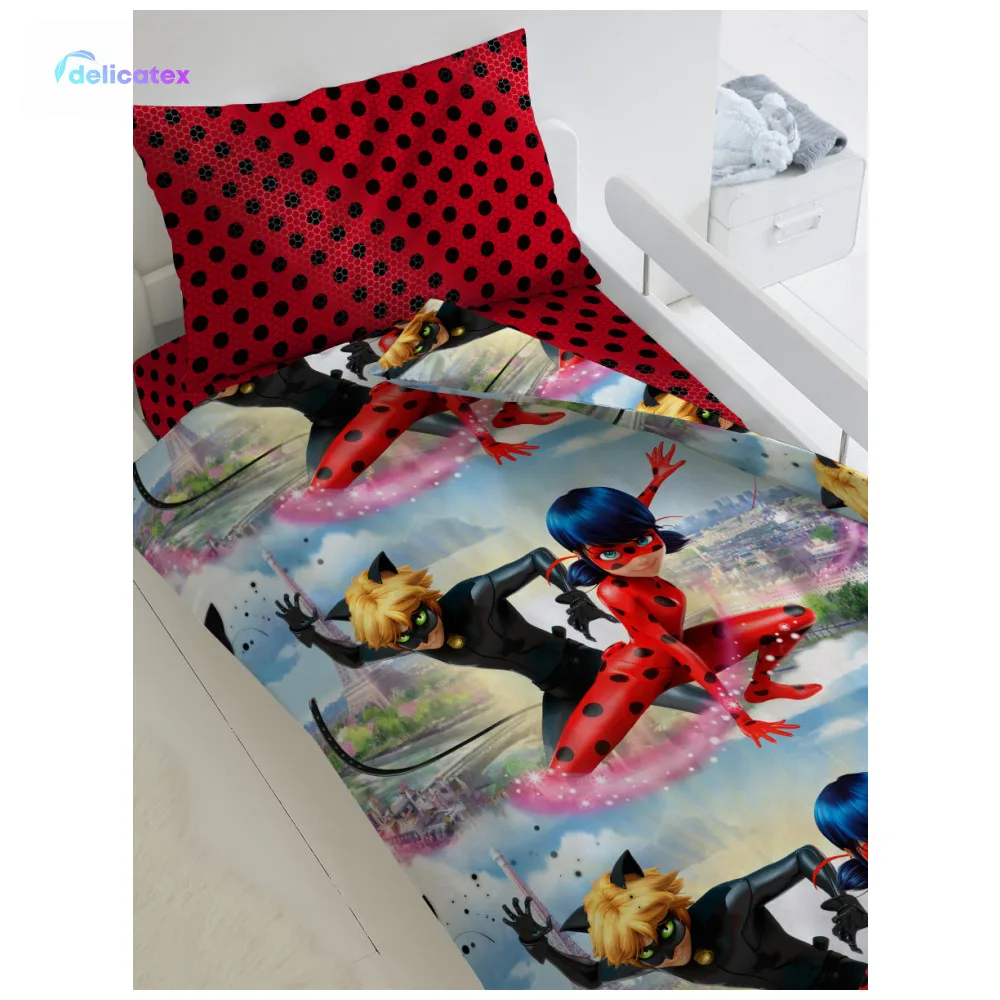 Постельное белье детское КПБ Delicatex1.5 хлопок LadyBug (70х70) рис. 16022-1/16023-1 Леди Баг и