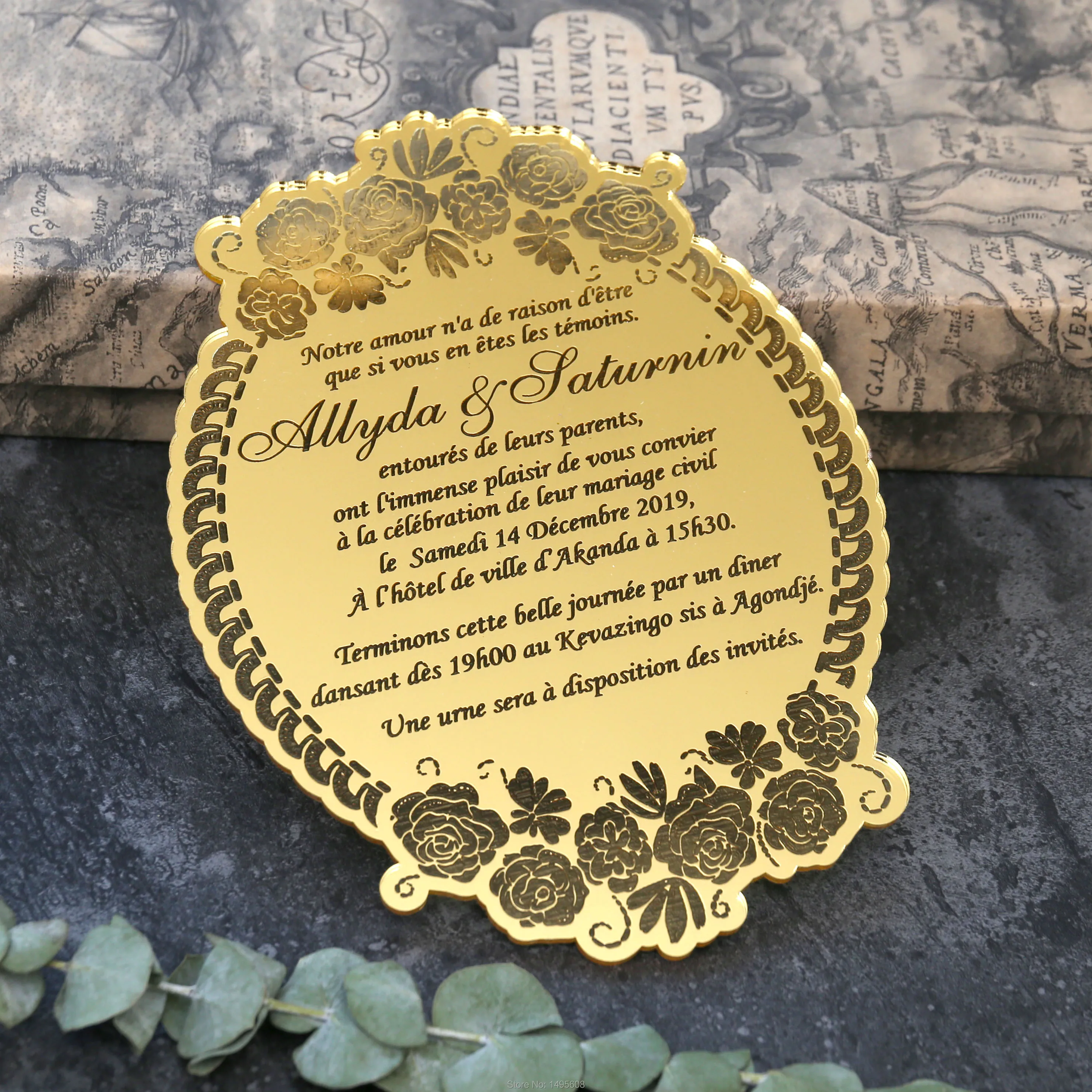 Акриловые Пригласительные открытки с цветами лазерная фотоакриловая Свадебная