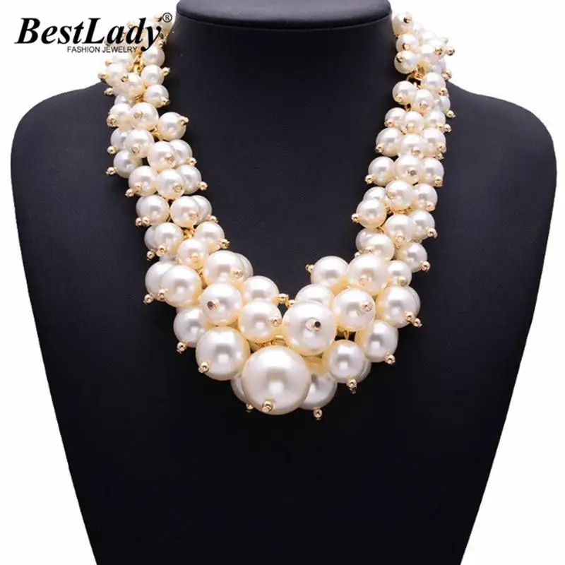 

Best lady New Arrival Fashion Simulated Pearl Choker Necklace Luxury Statement Good Quality Jewelry Hotsale Necklace 9954