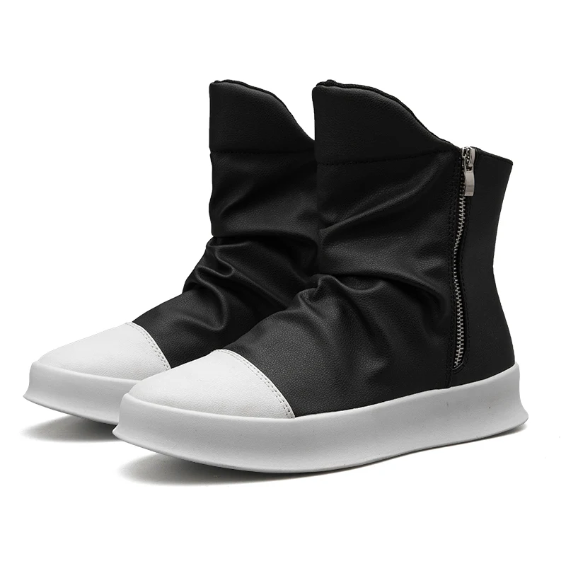 New Male Hip hop autumn winter Men Chelsea Motorcycle Boots Slip-On Dress Shoes Dancing Footwear Platform High Top Sneakers