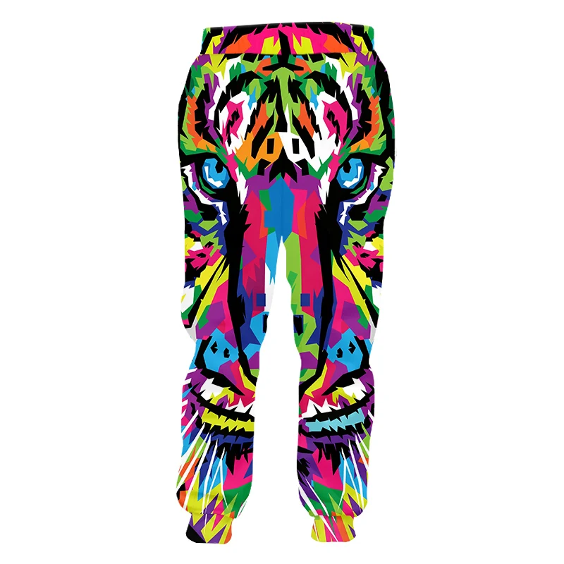 

UJWI Man New Long Playing 3D Printed Pants Colorful Mosaic Tiger Oversized 5Xl Costume Men's Winter Punk Rock Sweatpants