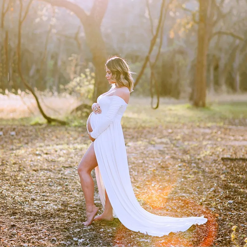 Новые хлопковые платья для беременных с длинным рукавом реквизит фотосессии