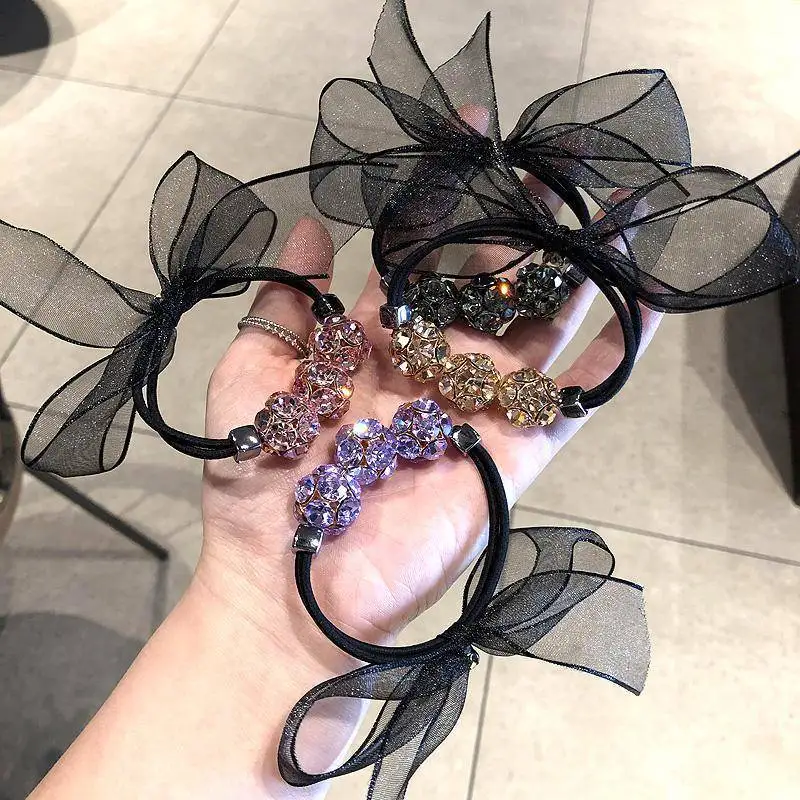 

Haar elastiekjes haarelastiek elastiekjes meisje hair gum band Crystal hair rope personality rubber band silk scrunchie