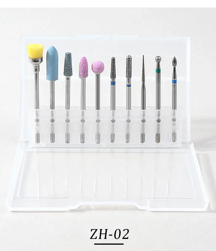 10 шт./компл. Diamond Керамика роторная дрель для ногтей кисть 3/32 фрезерный станок электрическое устройство машина с аксессуарами для маникюра и педикюра, фрезер шлифовальная инструменты