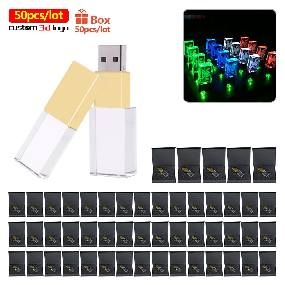 

50pcs/lot Hot Sale Pen drive crystal usb flash drive 4gb 8gb 16gb 32gb 128gb usb memory stick metal pendrive flash card usb key