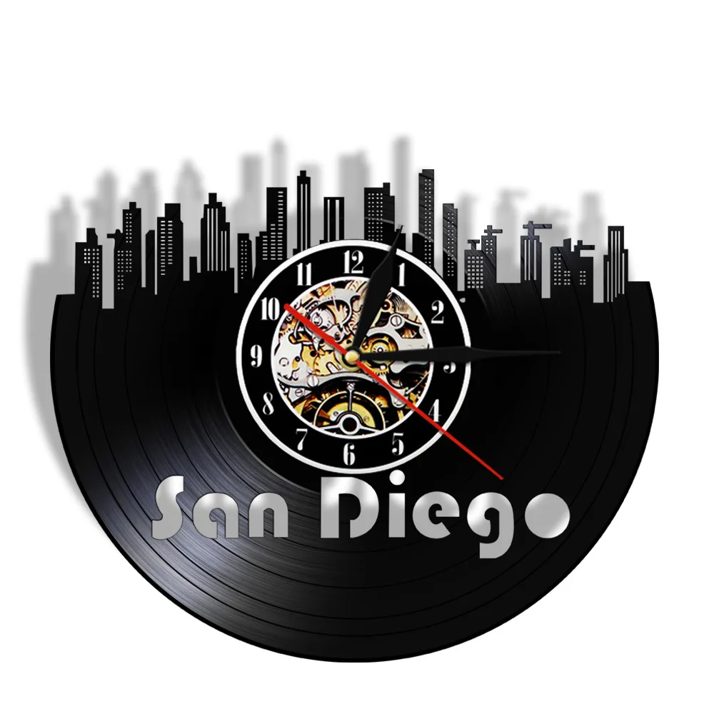

Винтажные настенные часы с виниловой пластиной, в стиле «Сан-Диего»