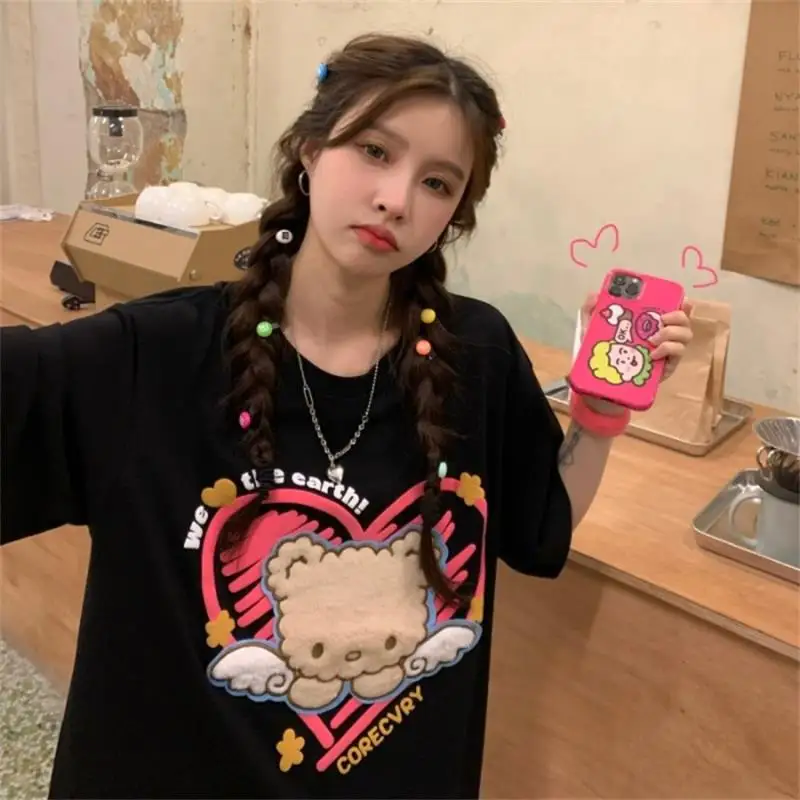 

Винтажная футболка с надписью Ins, женские корейские женские футболки Harajuku, топы, японская кавайная женская одежда Ulzzang для женщин