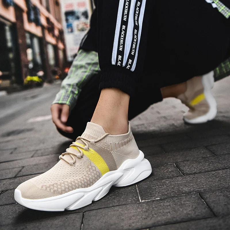 

Men's Breathable Running Shoes Lightweight Wearable Casual Shoes Lace-up Comfortable Sports Shoes Zapatillas Hombre