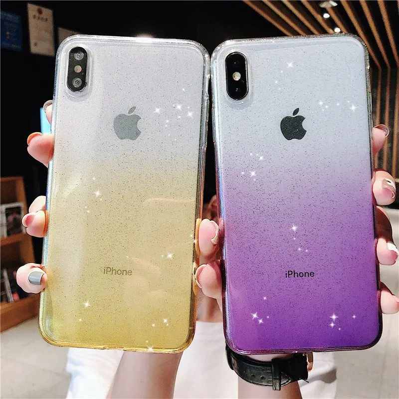 Блестящий градиентный цветной чехол для телефона iPhone 11 Pro X XR XS Max 7 8 Plus 6 6S Coque