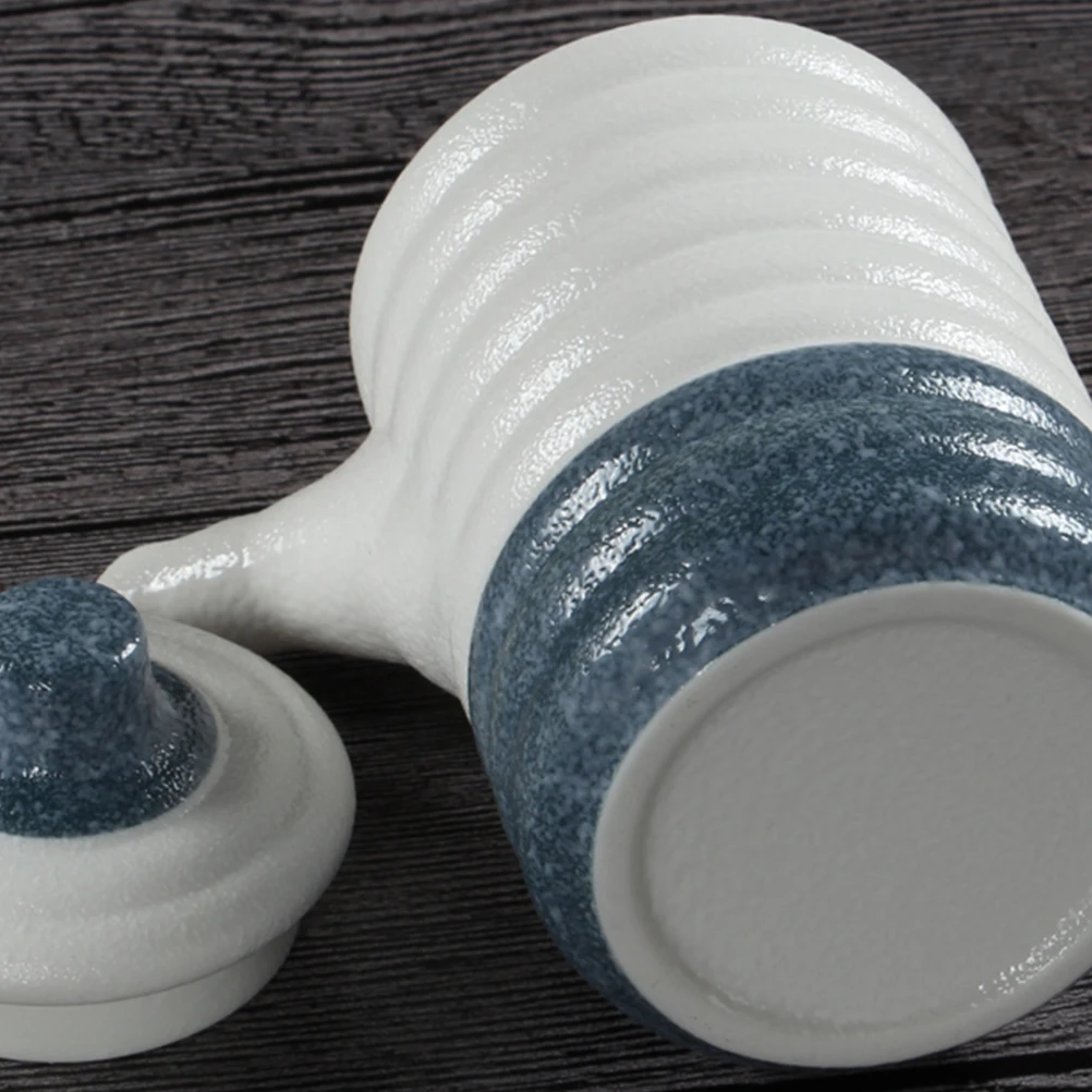 1pc Japanese Spice Jar Ceramic Seasoning Container Condiment Storage Can Home Oil Bottle for Blue and White |