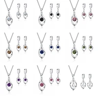 new trendy original 925 sterling silver fashion geometric pendant necklaces drop earrings jewelry sets for women ladies