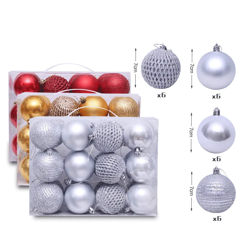 24 шт. рождественские шарики для елки 7 см Декоративные шары  | Декоративные шары -4000075802703