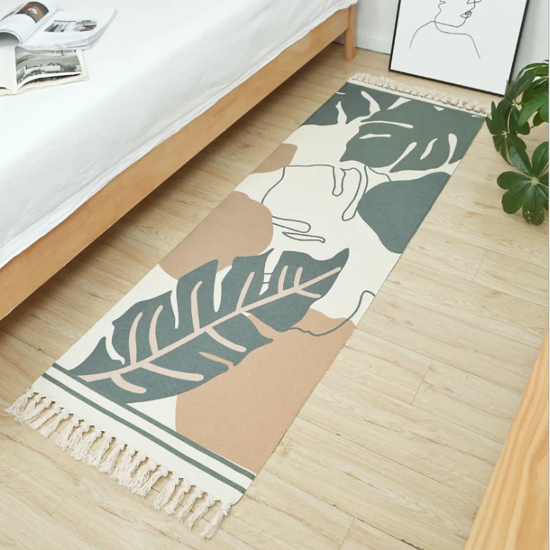 Коврик из ковер с бахромой хлопка и льна в скандинавском стиле богемный Декор