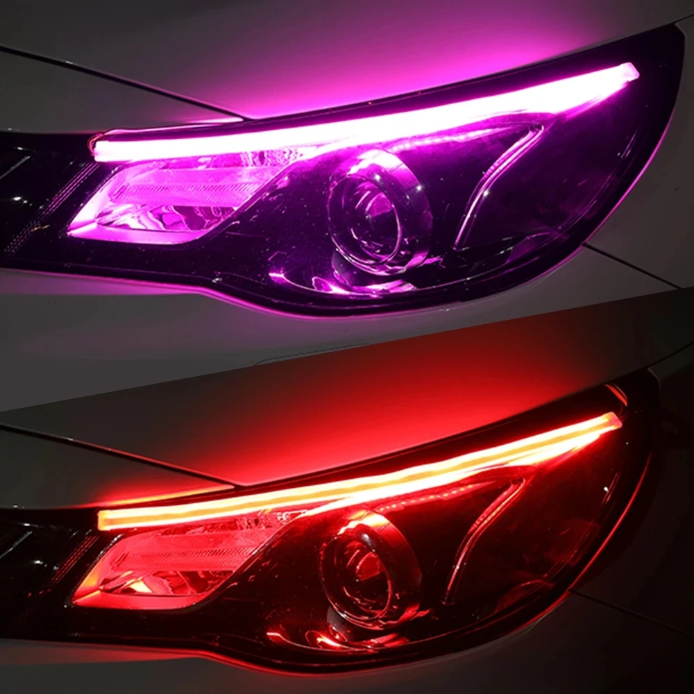 

OKEEN 2pcs Led Start-Scan DRL Car Daytime Running Lights Flexible Strip Auto Headlights Turn Signal Flow Styling Accessories 12V