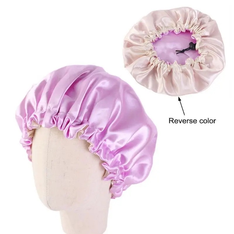 

Kids Reversible Satin Bonnet Double Layer Adjustable Size Sleep Night Cap Bonnet Hat P15C