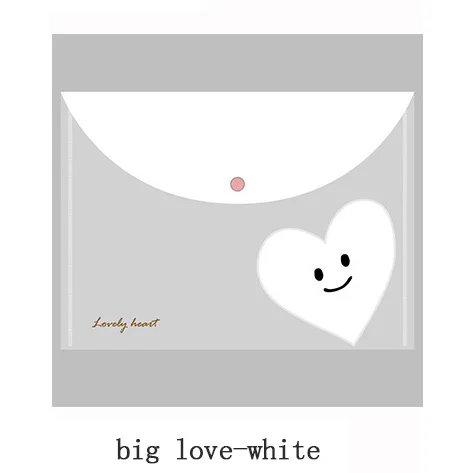 big love-white 4 шт., А4, сумка для файлов, файл-менеджер, файл, карманный, для школы, офиса, канцелярские принадлежности, ПВХ, Сумка для документов, папка, органайзер для документов, милые животные - Color: big love-white