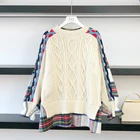 Женский трикотажный пуловер с длинным рукавом и круглым вырезом