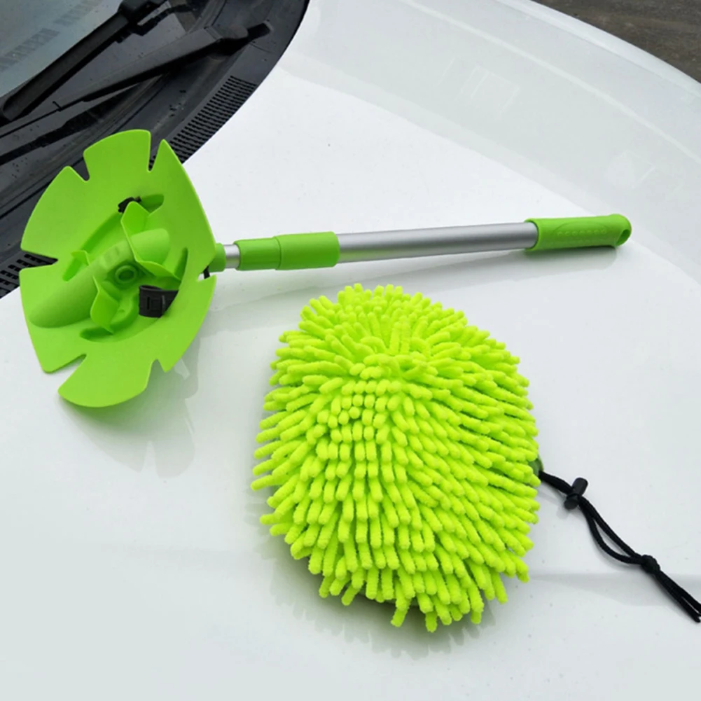 

New Retractable Car Wash Mop (Including Brush Head)Dust Removal Detachable Dual-use Mop Rag Strong Water Absorption Car Cleaning