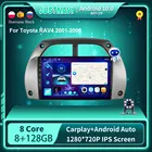 Автомагнитола 8G 128G Android 10,0, видеоплеер для Toyota RAV4 2001-2005 2006, автомультимедиа, GPS, стерео, DSP, Carplay, OBD-навигация