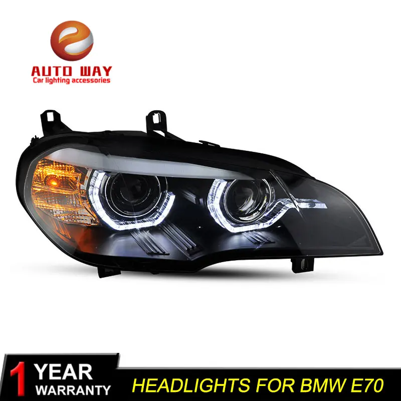 Чехол для автомобильных фар BMW X5 E70 2007 2010 светодиодный DRL объектив двухлучевой