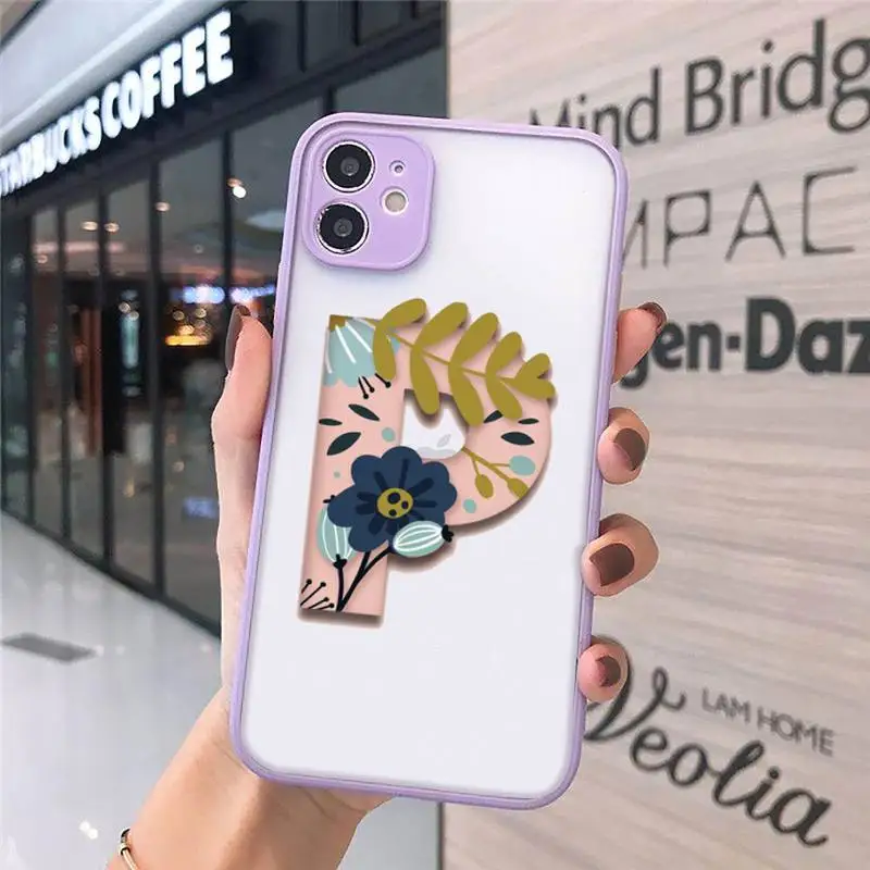 

Letter simple pattern painting Phone Cases matte transparent For iphone 7 8 11 12 plus mini x xs xr pro max cover